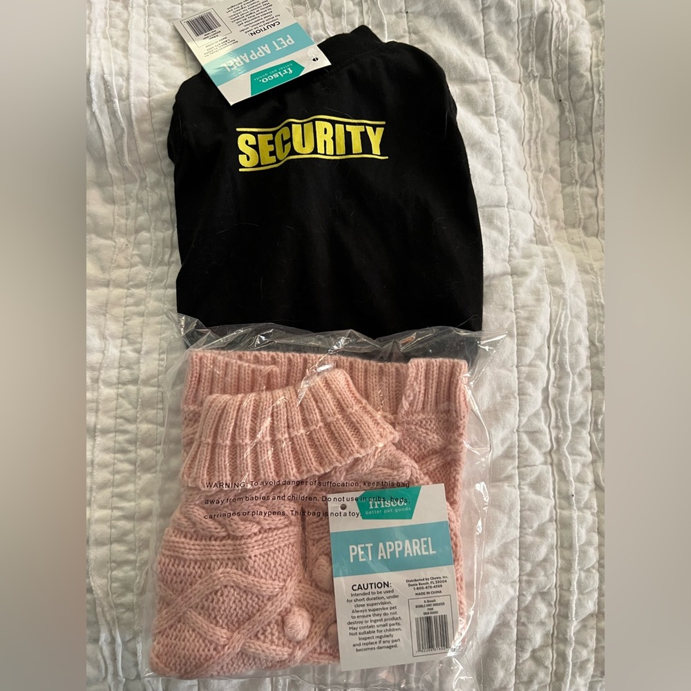 Frisco Dog Cat Security top and pink cable sweater size XS